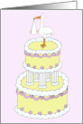 Congratulations Adoption of a Baby Cartoon Stork on a Cake card