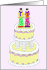 Civil Union or Wedding Congratulations Funky Male Couple on a Cake card