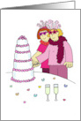 Lesbian Civil Union Commitment Ceremony Funky Cartoon Couple card