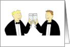 Civil Union or Wedding Party Invitation Cartoon Couple in Black Tie card