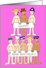 30th Birthday Humor for Her Cartoon Naked Men in Hats card