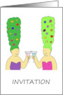 Hair and Cocktails Invitation Cartoon Women with Flower Beehives card