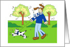 Dog Walker Thank You Cartoon Lady and Cute Dog card