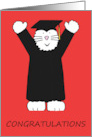 Graduation Congratulations Cartoon White Cat in Graduation Outfit card