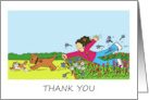 Dog Walker Thank You Dog Chasing Cat Cartoon Humor card