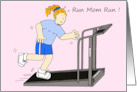 Run Mom Run Good Luck Race Cartoon Lady on a Treadmill card
