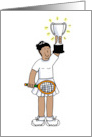 Congratulations Cartoon Girl Holding Tennis Trophy card