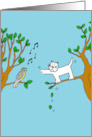 Hang in There Support and Encouragement Cat on a Tree Branch Cartoon card