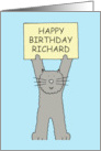Happy Birthday Richard Cartoon Grey Cat card