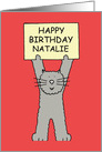 Happy Birthday Natalie cute cat. card