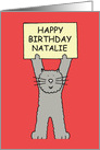 Happy Birthday Natalie cute cat. card