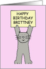 Happy Birthday Brittney, Cartoon Grey Cat. card