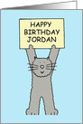 Happy Birthday Jordan cute grey kitten. card
