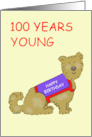 Happy 100th Birthday Cartoon Terrier Dog in Cute Coat card