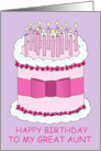 Great Aunt Happy Birthday Cartoon Cake and Candles card