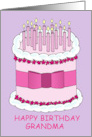 Grandma Happy Birthday Classic Pink Cake with Lit Candles card