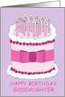 Goddaughter Happy Birthday Cake with Lit Candles Illustration card