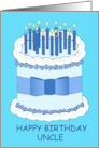 Happy Birthday Uncle Cute Cartoon Cake With Lit Candles card