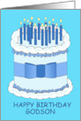 Godson Happy Birthday Cartoon Cake with Lit Candles card
