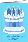 Grandpa Happy Birthday Cartoon Cake with Lit Candles card