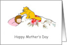 Mother’s Day from Pet Ginger Cat and Woman in Bed Humor card