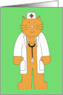 Doctors Day Cartoon Ginger Cat in a Doctors Outfit card