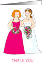 Thank You to Bridesmaid Maid of Honour Cartoon Bride and Bridesmaid card