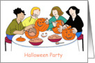 Halloween Party Invitation Cartoon Girls Carving Pumpkin Lanterns card