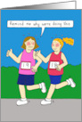 Running Encouragement for Her Ladies Jogging Cartoon Fun card
