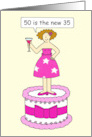 Happy 50th Birthday for Her Cartoon Humor 50 is the New 35 card