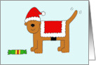 Happy Christmas from the Dog Cartoon Dog in a Santa Claus Outfit card