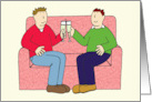 Gay Anniversary for Wonderful Partner Cartoon Male Couple card