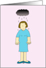 Under the Weather Get Well Soon Depressed Woman Under Rain Cloud card