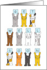 Get Well Soon from All of Us Cartoon Cats Holding Letters Up card