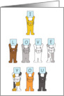 I Love You Cute Cartoon Cats Holding Up Letters card