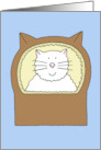 Congratulations New Pet Cat White Cartoon Cat in Cute Basket card