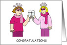 Lesbian Couple Funky Congratulations. card