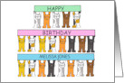 Happy Birthday Cartoon Cats to Personalize with Any Name card