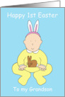 Happy First Easter Grandson Cute Baby Wearing Bunny Ears card
