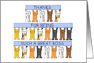 Thanks for Being Such a Great Boss Cartoon Cats Holding Banners card