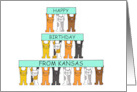 Happy Birthday from Kansas Cartoon Cats Holding Up Banners card