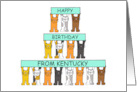 Happy Birthday from Kentucky Cartoon Cats Holding Up Banners card