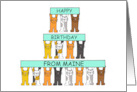 Happy Birthday from Maine Cartoon Cats Holding Up Banners card