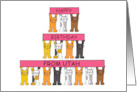 Happy Birthday from Utah Cartoon Cats Holding Up Pink Banners card