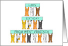 Happy Birthday from West Virginia Cartoon Cats card