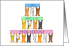 Happy Birthday from Arizona Cartoon Cats Holding Banners card