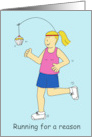 Happy Birthday Running Cartoon Humor for Her Cake as Motivation card