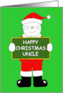Happy Christmas Uncle Cartoon Cat Wearing a Santa Claus Outfit card
