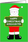 Happy Xmas Goddaughter Cute Cat Wearing a Father Christmas Outfit card