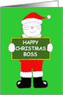 Happy Xmas Boss Cute Cartoon Cat Wearig a Santa Claus Outfit card